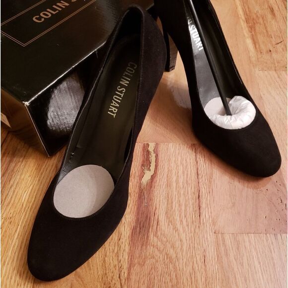 NIB Colin Stuart Black Suede Heels - Picture 2 of 6